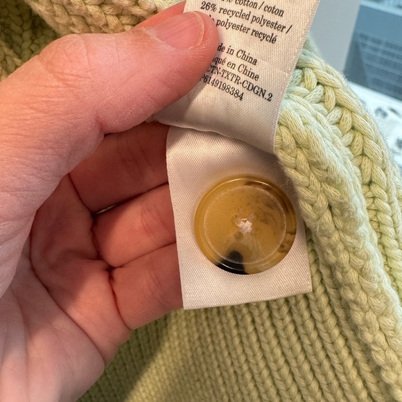 Everlane Sea Foam Green Chunky Knit Large Button-Up Cardigan Texture Cotton Sz S - Picture 10 of 12